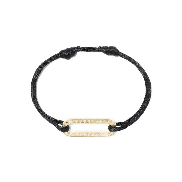 Maillon Large Yellow Gold and Diamond Pav&eacute; Cord Bracelet